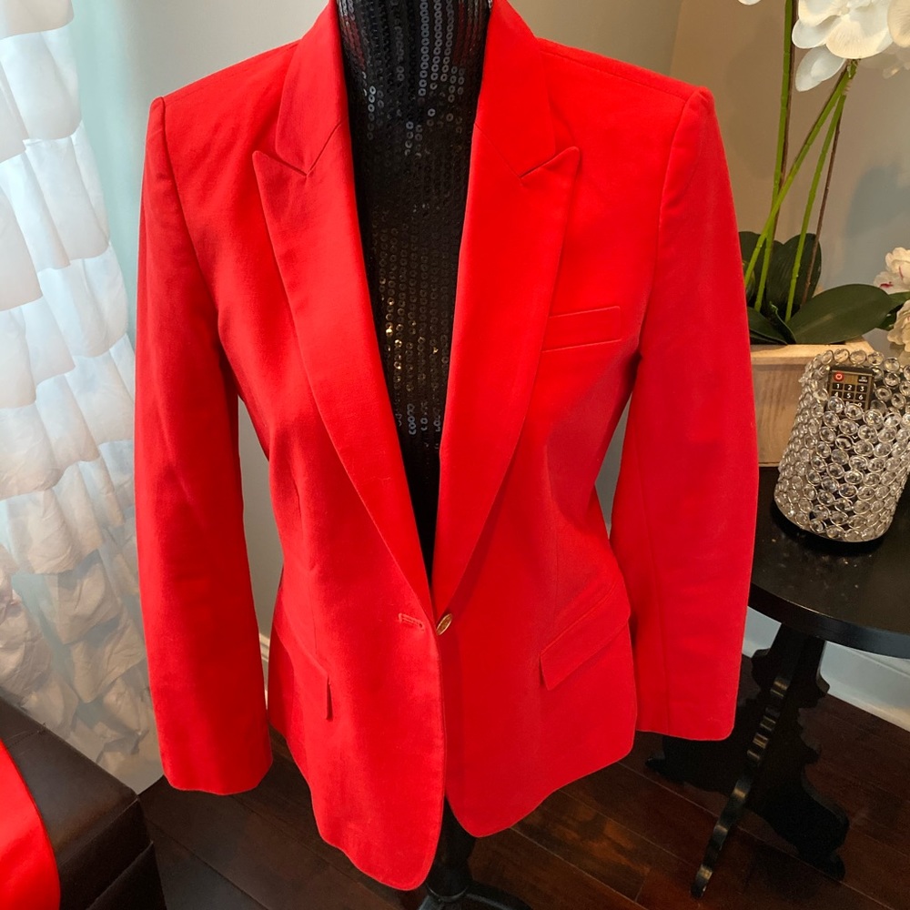 Red pants suit